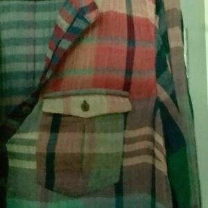 Midi soft plaid dress XL self belted. Made in India.